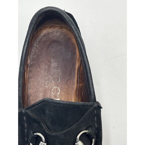 Gucci Women 1955 Horsebit Accent Black Suede Lugged Sole Loafers Size: 5D - Picture 12 of 16